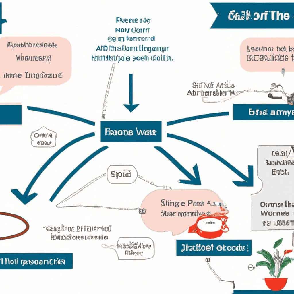 Flowchart with arrows and text boxes