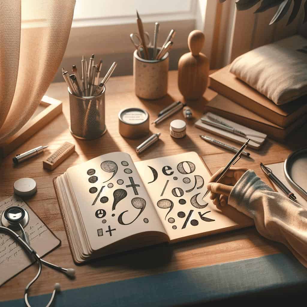 Artistic desk with medical notes and tools