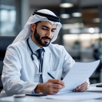male-arabic-doctor-confidently-holding-oet-writing-correction-report